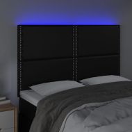 LED горна табла за легло,черна,144x5x118/128см, изкуствена кожа