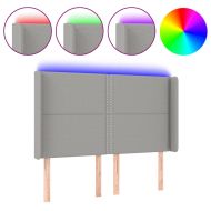 LED горна табла за легло, светлосива, 147x16x118/128 см, плат