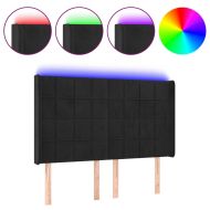 LED горна табла за легло, черна, 147x16x118/128 см, кадифе