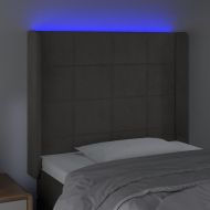 LED горна табла за легло, тъмносива, 103x16x118/128 см, кадифе