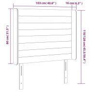 LED горна табла за легло, черна, 103x16x118/128 см, плат