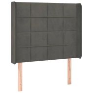 LED горна табла за легло, тъмносива, 93x16x118/128 см, кадифе