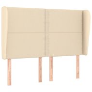 Горна табла за легло с уши, кремава,147 x 23 x 118/128 см, плат