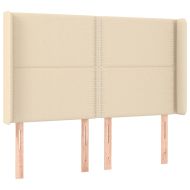 Горна табла за легло с уши, кремава, 147x16x118/128 см, плат