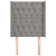 Горна табла за легло с уши, светлосива, 83x16x118/128см, кадифе