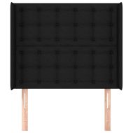 Горна табла за легло с уши, черна, 83x16x118/128 см, плат