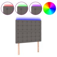 LED горна табла за легло, сива, 80x5x118/128 см изкуствена кожа