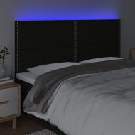 LED горна табла за легло, черна, 160x5x118/128 см, плат