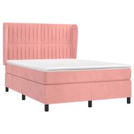 Боксспринг легло с матрак, розова, 140x190 см, кадифе