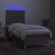 Боксспринг легло с матрак и LED, таупе, 80x200 см, плат