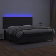 Боксспринг легло с матрак и LED черно 200x200см изкуствена кожа