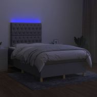 Боксспринг легло с матрак и LED, светлосиво, 120x200 см, плат