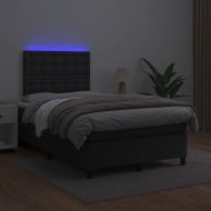 Боксспринг легло с матрак и LED черно 120x200см изкуствена кожа
