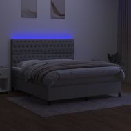 Боксспринг легло с матрак и LED, светлосиво, 180x200 см, плат