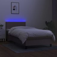 Боксспринг легло с матрак и LED, таупе, 90x190 см, плат