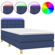 Боксспринг легло с матрак и LED, синя, 90x200 см, плат