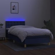 Боксспринг легло с матрак и LED, синя, 90x200 см, плат