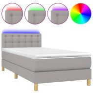 Боксспринг легло с матрак и LED, светлосиво, 100x200 см, плат