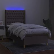 Боксспринг легло с матрак и LED, таупе, 100x200 см, плат