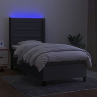 Боксспринг легло с матрак и LED, тъмносиво, 100x200 см, плат