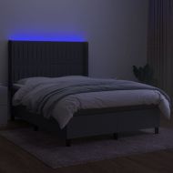Боксспринг легло с матрак и LED, тъмносиво, 140x190 см, плат