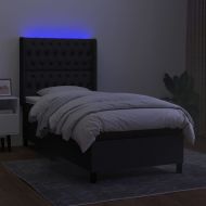 Боксспринг легло с матрак и LED, черно, 100x200 см, плат