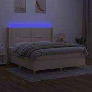 Боксспринг легло с матрак и LED, кремаво, 180x200 см, плат