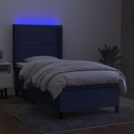 Боксспринг легло с матрак и LED, синьо, 100x200 см, плат