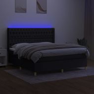 Боксспринг легло с матрак и LED, черно, 160x200 см, плат