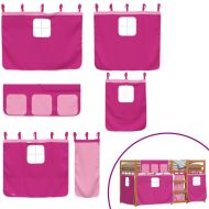 Двуетажно легло със завеси розово 90x200 см масивен бор масив