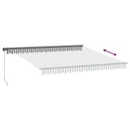 Ръчно прибираща се тента с LED, антрацит и бял, 400x300 см