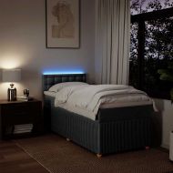 Боксспринг легло с матрак, тъмносив, 90x190 см, плат