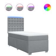 Боксспринг легло с матрак, светлосива, 90x190 см, плат