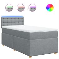 Боксспринг легло с матрак, светлосива, 90x190 см, плат