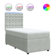 Боксспринг легло с матрак, светлосива, 90x190 см, кадифе