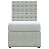 Боксспринг легло с матрак, светлосива, 90x190 см, кадифе