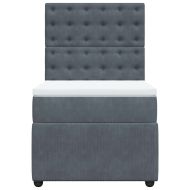 Боксспринг легло с матрак, тъмносиво, 90x200 см, кадифе