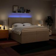 Боксспринг легло с матрак, кремаво, 200x200 см, плат