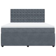 Боксспринг легло с матрак, тъмносиво, 180x200 см, кадифе
