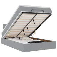 Османска легло с матрак и LED, светлосиво, 120x200 см, плат