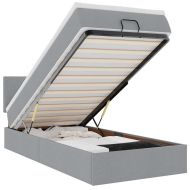 Османска легло с матрак и LED, светлосиво, 90x190 см, плат