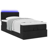 Османска легло с матрак и LED, черно, 100x200 см, плат