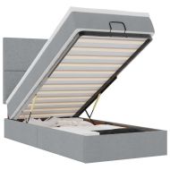 Османска легло с матрак и LED, светлосиво, 100x200 см, плат