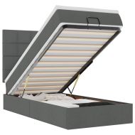 Османска легло с матрак и LED, тъмносиво, 100x200 см, плат