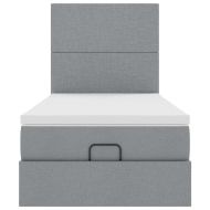 Османска легло с матрак и LED, светлосиво, 90x200 см, плат