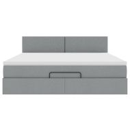 Османска легло с матрак и LED, светлосиво, 180x200 см, плат