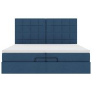 Османска легло с матрак и LED, синьо, 200x200 см, плат