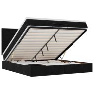 Османска легло с матрак и LED, черно, 160x200 см, плат