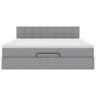 Османска легло с матрак и LED, светлосиво, 160x200 см, плат