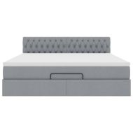 Османска легло с матрак и LED, светлосиво, 160x200 см, плат